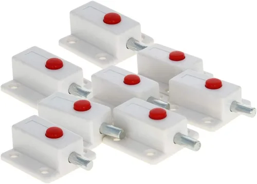 Miniatura 11 de MroMax 5 piezas de cerrojo de puerta con resorte, cierre deslizante de plástico negro con botón de interruptor para puerta, gabinete, accesorios