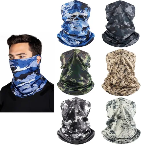 Miniatura 9 de HONGTEYA Paquete de 6 Mascarillas Faciales con Polaina para el Cuello: Cubierta Facial Transpirable Resistente al Viento Pasamontañas con Trabillas