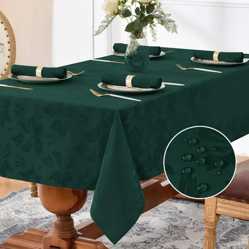 Miniatura 25 de Romanstile Mantel rectangular de jacquard de primavera, impermeable, diseño floral de damasco, manteles decorativos de tela pesada para cenas