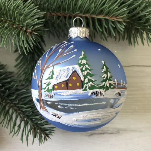Adornos de Navidad de vidrio pintados a mano de 3.15 pulgadas, bola colgante, adornos para árbol de Navidad, mini adornos para decoración de