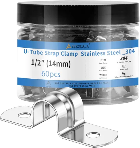 Miniatura 12 de 24 Piezas Abrazaderas de Conducto de Acero Inoxidable 304 de 1 1/4 Pulgadas (32mm), Abrazadera de Correa de Tubo en U de 2 Agujeros Soporte en U