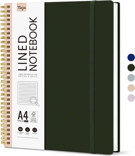 Miniatura 29 de Taja Cuaderno con forro en espiral, cuadernos de 8.5 x 11 pulgadas para trabajo, diario grande A4 para mujeres y hombres, cuaderno de diario