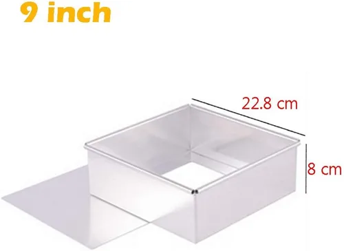 Miniatura 2 de Molde cuadrado de aluminio anodizado para tarta de queso, molde para hornear con parte inferior extraíble, 9 x 9 x 3 pulgadas