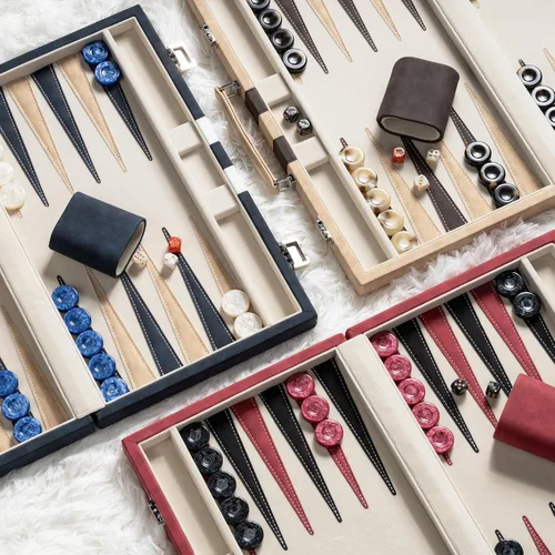 Miniatura 6 de Juegos de backgammon de 15 pulgadas para adultos, tablero clásico de backgammon con dados de damas únicos, exterior de piel sintética e