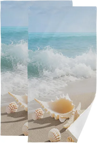 Miniatura 11 de Pfrewn Juego de 2 toallas de baño de mano de playa con hojas de árbol de palma, toallas de baño de 16 x 30 pulgadas, suaves y absorbentes, toallas