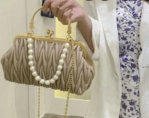 Miniatura 5 de Solyinne Bolso de mano para mujer, bolso de noche con perlas, sobre para noche, novia, boda, fiesta, club, bolsos cruzados