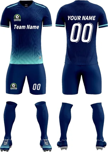 Camiseta de fútbol personalizada con corto, adultos, niños, número de nombre personalizado, traje de equipo, uniforme de fútbol personalizado para