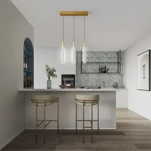 Miniatura 2 de Iluminación de Isla de Cocina Accesorio de Luz Moderna Lámpara Colgante Dorada Regulable LED con Acabado de Latón Dorado Mini Luces Colgantes