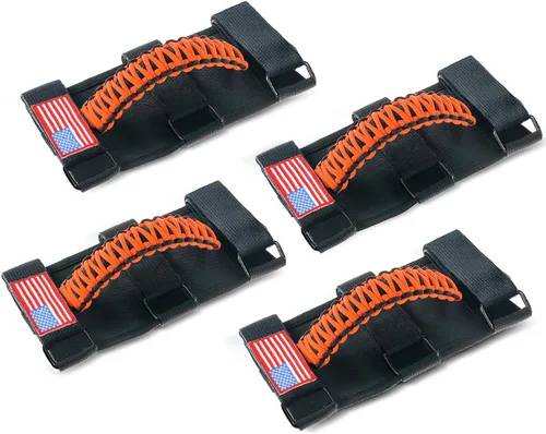 Miniatura 8 de Savadicar Paquete de 4 Asas de Agarre de Barra Enrollable Compatible con 1955-2023 Jeep Wrangler CJ YJ TJ JK JL 4XE & Gladiator JT, Soporte de Negro