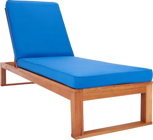Miniatura 13 de SAFAVIEH Exterior - Solano Chaise Lounge Chair - Marrón y Aqua - Madera maciza con cojín - Diseño de respaldo ajustable - Ideal para patio, terraza