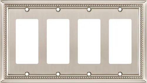 Henne Bery Sunken Pearls - Placa decorativa de pared resistente para interruptor, cubierta para tomacorrientes (decorador cuádruple, níquel satinado)