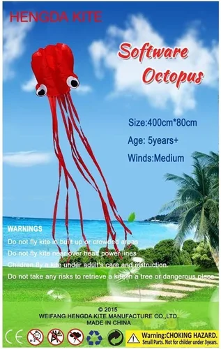 Miniatura 7 de Hengda Kite Soft Octopus Kite Series, Beautiful Kite with Long Colorful Tail for Kids and Adults, Easy to Fly Beach Kites, Excellent Outdoor