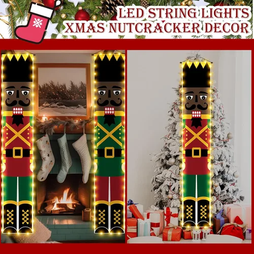 Miniatura 5 de 2 unidades LED negro soldado decoraciones de Navidad para exteriores afroamericanos para puerta de soldado alto, decoración de Navidad