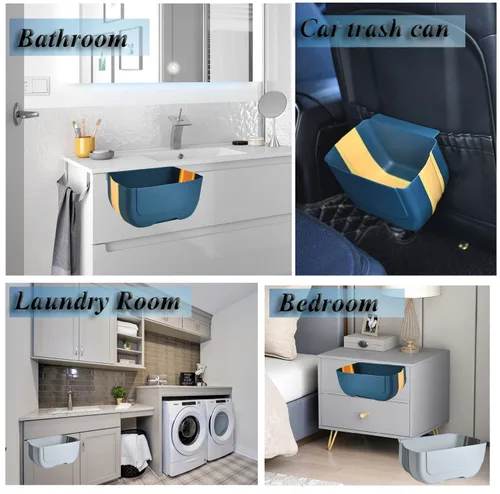 Miniatura 6 de Mini cubo de basura plegable colgante para puerta de armario de cocina, pequeño cubo de basura plegable debajo del fregadero, cubo de basura