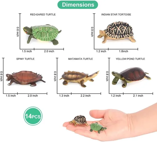 Miniatura 3 de Volnau Mini figuras de tortugas marinas, 14 piezas, figuras de animales para jardín de infantes, niños, criatura marina del océano, paquete