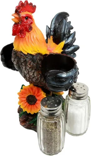 Miniatura 7 de Ebros Country Farm Barnyard Alpha Rooster - Juego de salero y pimentero, juego de figuras de girasol, aves de corral, pollo, condimentos decorativos