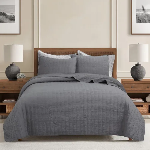 Miniatura 18 de Cozy Line Home Fashions Juego de edredón de ropa de cama de medallón victoriano de algodón 100% blanco sólido matelassé en relieve, colcha ligera