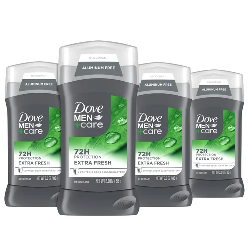 Dove Men+Care Barra de desodorante para hombres 4 unidades Extra fresco sin aluminio Protección contra olores de 72 horas Desodorante para hombres