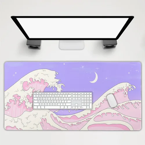 Miniatura 10 de Alfombrilla de mouse para juegos XL japonesa en negro y rojo con arte de peces koi, textura dorada, anime, borde cosido, base de goma antideslizante