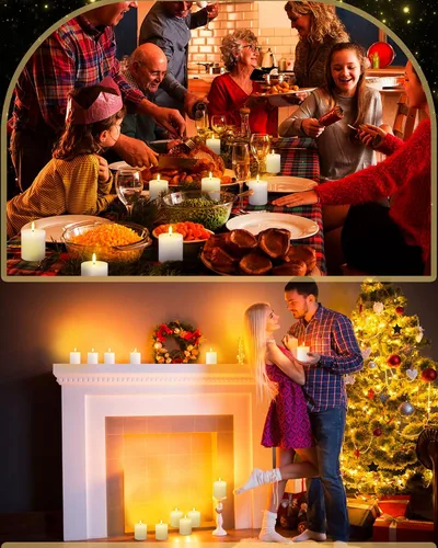 Miniatura 7 de VIHOSE Juego de 6 Velas Sin Llama Blancas con Control Remoto y Temporizador, Velas de Batería Parpadeantes, Velas LED de Tapa Plana para Decoración