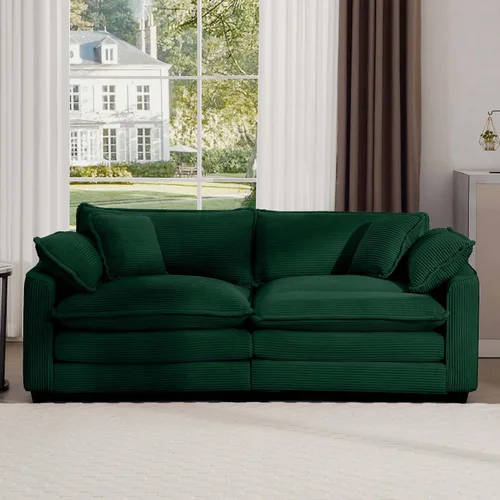 Miniatura 20 de Aoowow Sofá de dos plazas de pana, modernos sofás de nube de 2 plazas para sala de estar, sofás modulares de nube seccionales con asiento profundo