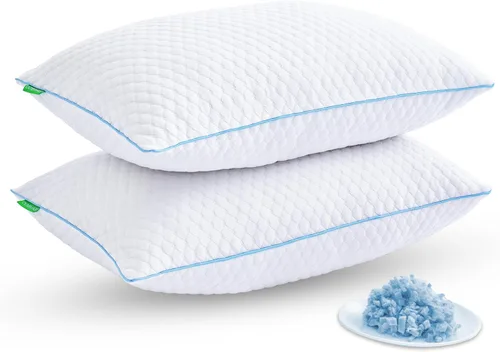 Almohadas de Espuma Viscoelástica Triturada para Dormir Paquete de 2 - Almohadas de Cama Refrescantes Tamaño Estándar Juego de 2 - Almohada Firme