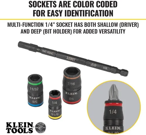 Miniatura 4 de Klein Tools Juego de destornilladores multipunta 11 en 1, juego de destornilladores rechonchos 6 en 1 y juego de llaves de impacto 7 en 1