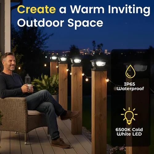 Miniatura 4 de Brighticonic Luces solares para tapa de poste para exteriores de 4 x 4, 3 x 3 – Luces de poste de encendido/apagado automático alimentadas por