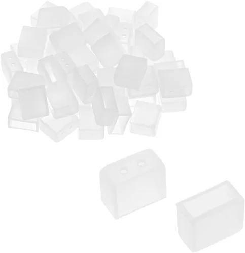 uxcell 50 unids silicona enchufe fit 3528 0.315 in ancho LED tubo tira luz extremo tapa cubierta W 2 agujeros blanco