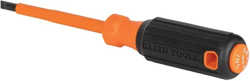 Klein Tools 6824INS - Destornillador aislado, fabricado en EE. UU., Destornillador de punta de gabinete de 1000 V de 1/4 pulgadas con vástago de 4
