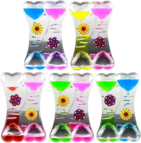 Miniatura 2 de MG554zy0 Doble Corazón Líquido Movimiento Burbuja de Goteo Aceite de Arena Reloj Temporizador Reloj de Juguete para Niños Regalo Doble Corazón