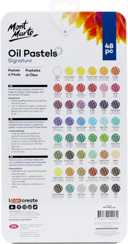 Miniatura 6 de Mont Marte Pasteles al óleo en caja de metal Signature 48 piezas, 48 colores surtidos, juego de pasteles al óleo vibrantes, excelente para mezclar
