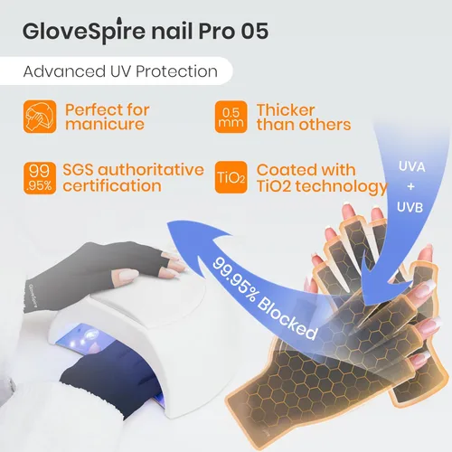 Miniatura 2 de Guantes UV Engrosados para Uñas, Guantes de Protección UV UPF50+, Diseño sin Dedos para Mujeres Manicuras en Gel Anti Luz UVA UVB