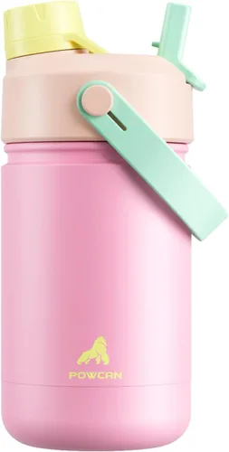 Miniatura 85 de POWCAN - Botella de agua con aislamiento de 18 onzas, con tapa de boquilla y pajilla 2 en 1, fría 24 horas, a prueba de fugas, apta para portavasos