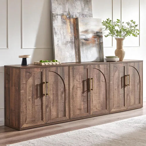 Miniatura 30 de ACCOHOHO Aparador de puerta arqueada, gabinete de buffet, gabinete de acento con estante ajustable, gabinete modular de madera para comedor, sala