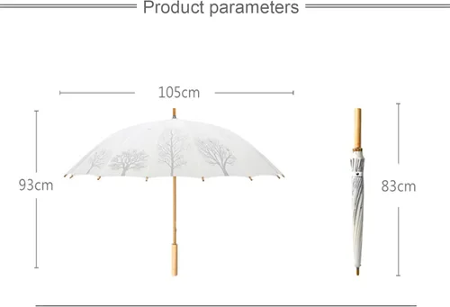 Miniatura 4 de Sombrilla de mango largo, paraguas de papel resistente a la lluvia, a prueba de tormentas para hombres y mujeres, mango de madera clásico