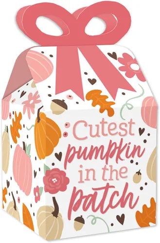 Miniatura 9 de Big Dot of Happiness Little Pumpkin - Cajas de regalo cuadradas para fiesta de cumpleaños o baby shower, juego de 12 Calabaza pequeña