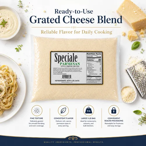 Miniatura 7 de Speciale Queso parmesano rallado de estilo italiano, bolsa a granel de 5 libras, queso rallado fino de primera calidad para pasta, pizza, sopas