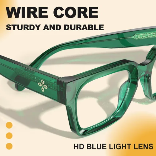 Miniatura 6 de VISOONE Gafas de bloqueo de luz azul con marco cuadrado grande y grueso para mujeres y hombres, de gran