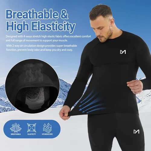 Miniatura 18 de MEETWEE Paquete de 4/5 camisas de compresión térmica para hombre, manga larga, forro polar, capa base, equipo de entrenamiento de invierno