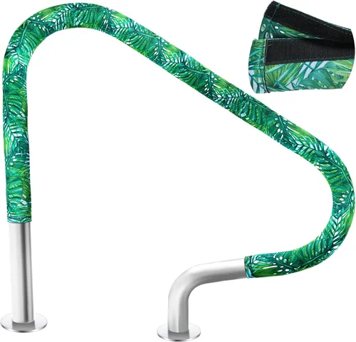 Junkin Cubierta de barandilla de piscina cubierta de barandilla de mano para piscina, barandilla de 4 pies, agarre de riel azul antideslizante para