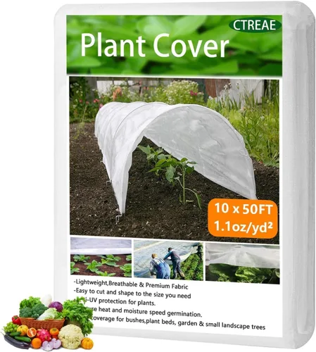 Cubiertas para Plantas Protección contra Heladas 10 Pies x 50 Pies 1.1oz Tela Anti-Heladas Protección contra Heladas para Plantas, Cubierta Flotante