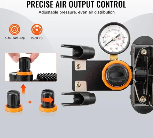 Miniatura 4 de Kit de aerógrafo VEVOR, juego profesional de aerógrafo con compresor de 1/5 HP y 3 aerógrafos, kit de sistema de aerógrafo con aerógrafos de acción