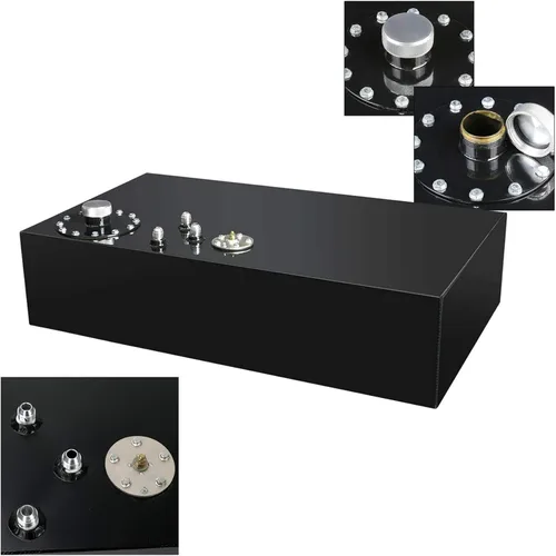 Miniatura 3 de waltyotur Tanque de gas para celdas de combustible de 17 galones 64L, de alimentación superior, de aluminio pulido, para carreras callejeras