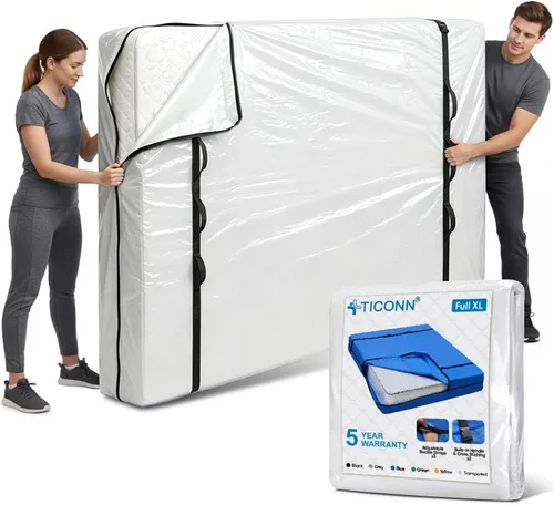 Miniatura 32 de TICONN Bolsas para colchón para mudanza, bolsa de almacenamiento de servicio pesado para colchón Full XL con asa perimetral y hebillas ajustables