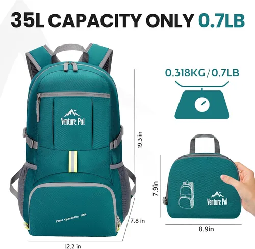 Miniatura 11 de Venture Pal 35L Ultraligero Ligero Plegable Plegable Viaje Camping Senderismo Deportes al aire libre Mochila Daypack