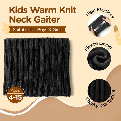 Miniatura 3 de Wandx Polaina de forro polar para niños y niñas, para invierno, para clima frío, cubierta facial de punto de rayas anchas para niños y niñas