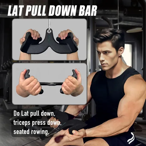 Miniatura 6 de MARSAFIT Gimnasio en casa, fitness, remo, barra en T, polea en V, accesorio para máquina de cable, barra de bíceps Curl Tricep LAT Pulldown Bar Back