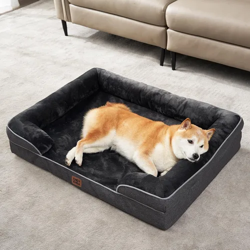 Miniatura 114 de EHEYCIGA – Cama ortopédica impermeable para perros pequeños, de espuma viscoelástica tipo caja de huevos, con bordes elevados y base antideslizante