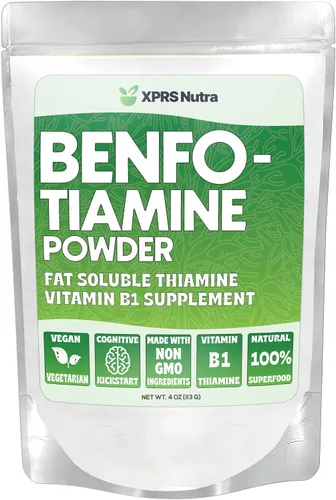 Miniatura 10 de XPRS Nutra Benfotiamina en polvo (tiamina) - Suplemento soluble en grasa de tiamina feliz corazón - vitamina B1 avanzada benfotiamina para un